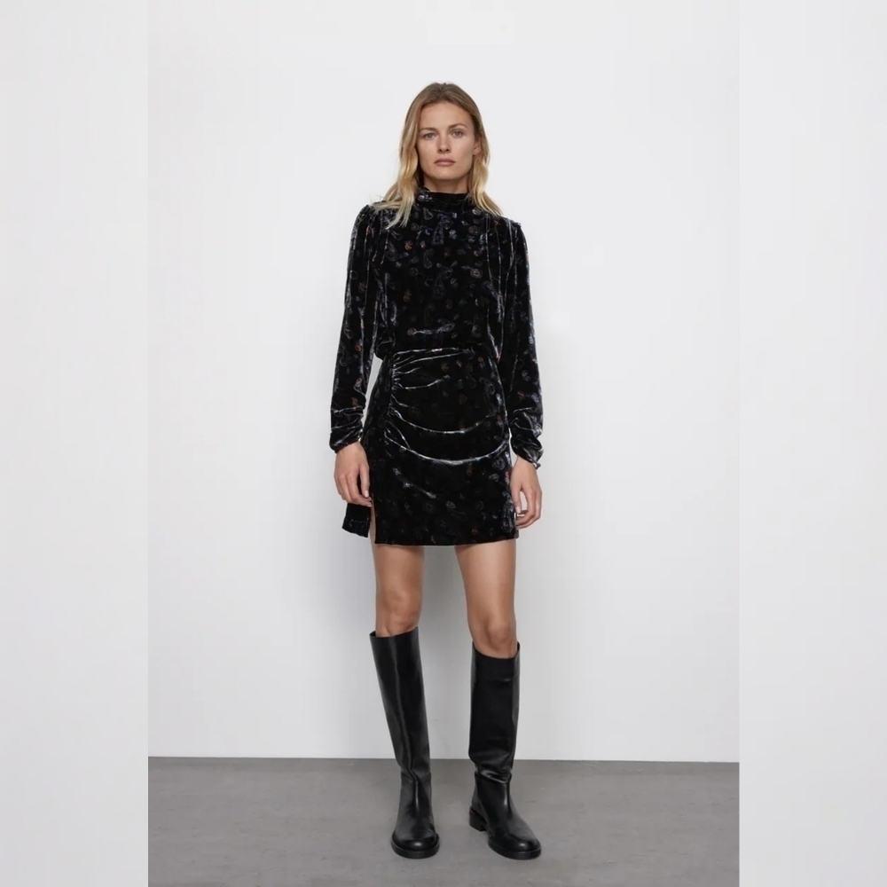 Zara Velvet Print Dress